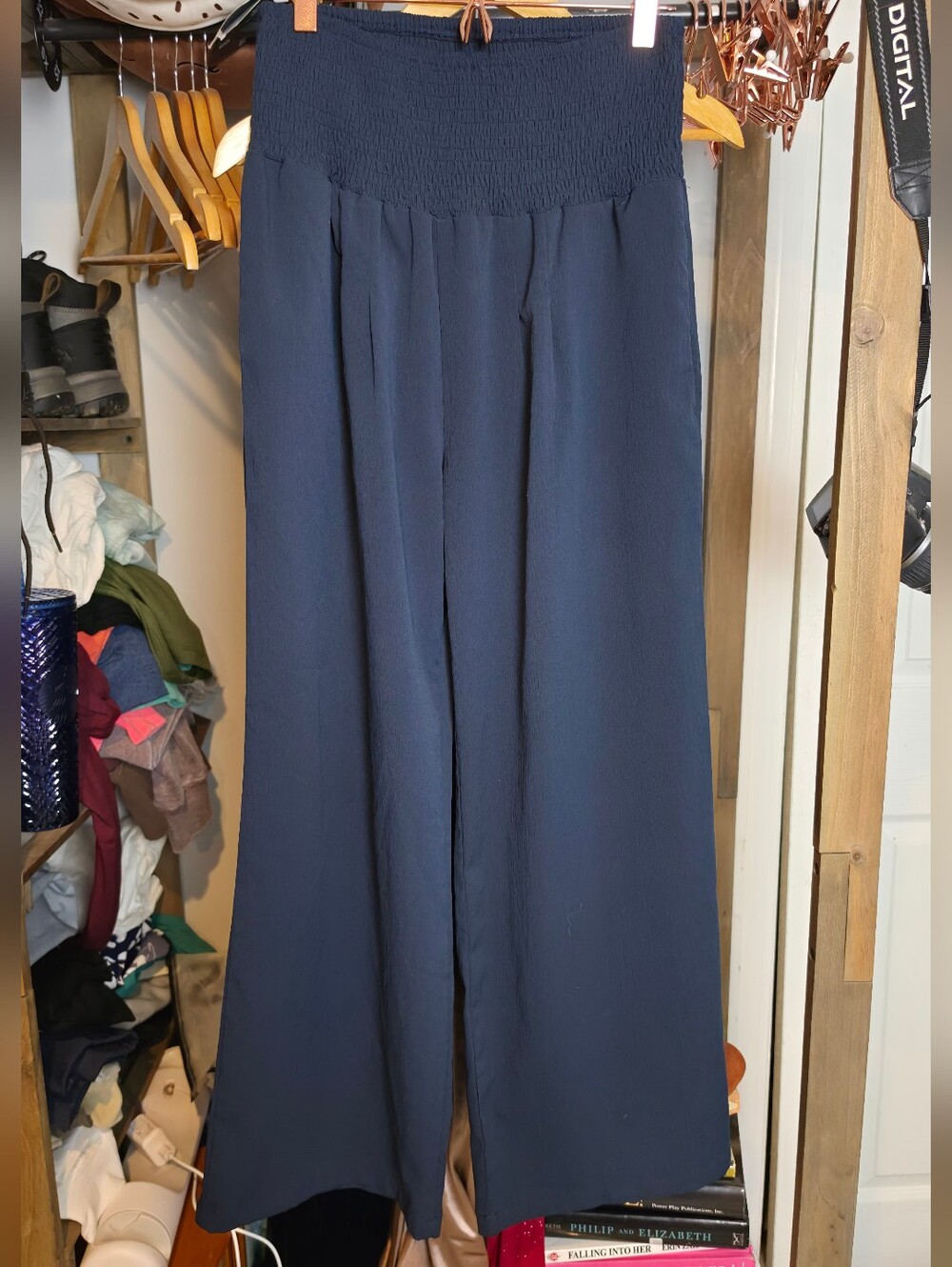 Navy Wide-Leg Palazzo Pants